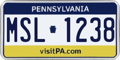 PA license plate MSL1238