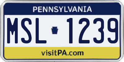 PA license plate MSL1239