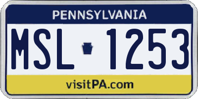 PA license plate MSL1253