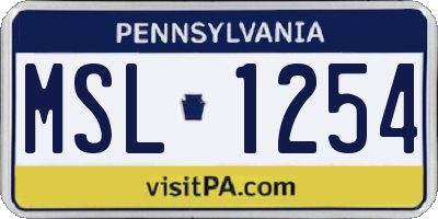PA license plate MSL1254