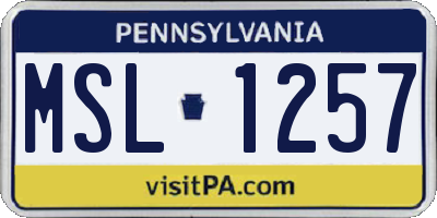 PA license plate MSL1257