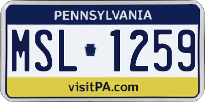 PA license plate MSL1259