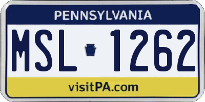 PA license plate MSL1262