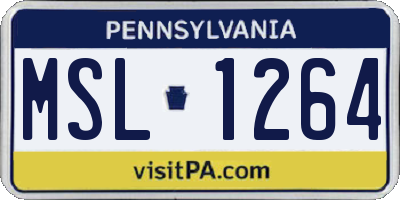 PA license plate MSL1264