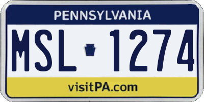 PA license plate MSL1274