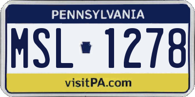 PA license plate MSL1278