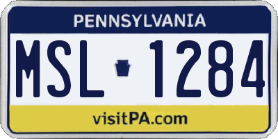 PA license plate MSL1284