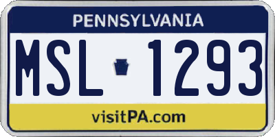 PA license plate MSL1293