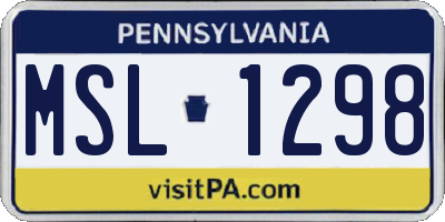 PA license plate MSL1298