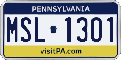 PA license plate MSL1301