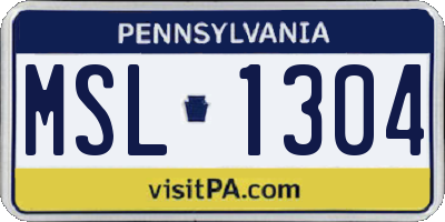 PA license plate MSL1304