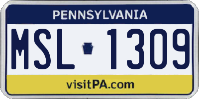 PA license plate MSL1309