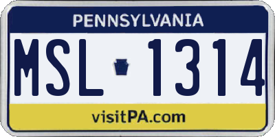 PA license plate MSL1314