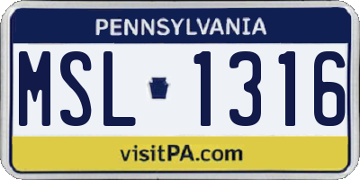 PA license plate MSL1316