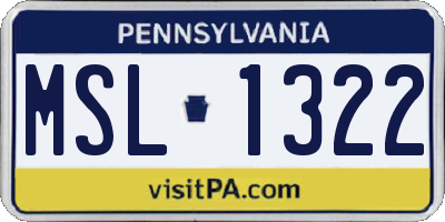 PA license plate MSL1322