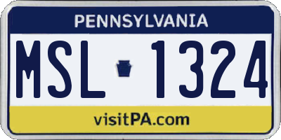 PA license plate MSL1324