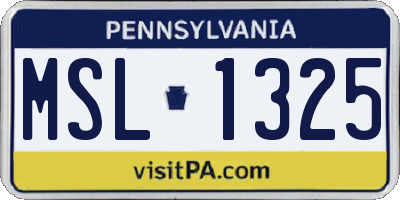 PA license plate MSL1325