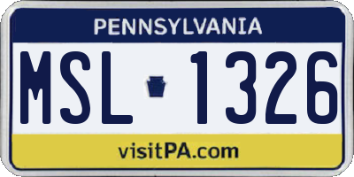 PA license plate MSL1326