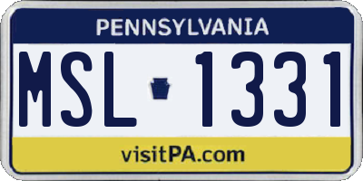 PA license plate MSL1331