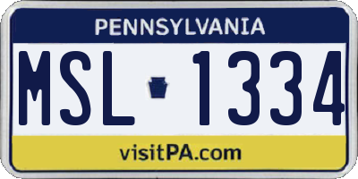 PA license plate MSL1334