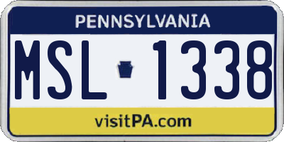 PA license plate MSL1338