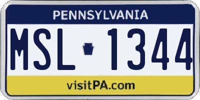 PA license plate MSL1344
