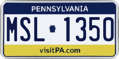 PA license plate MSL1350