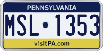 PA license plate MSL1353