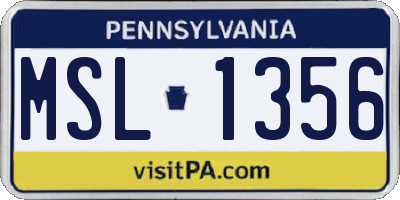 PA license plate MSL1356