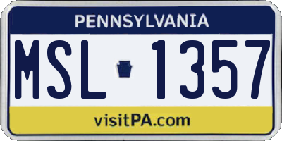 PA license plate MSL1357