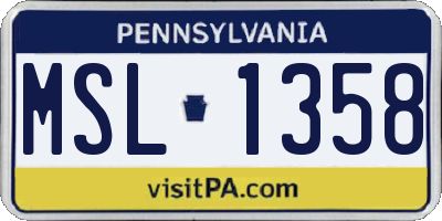 PA license plate MSL1358