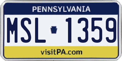 PA license plate MSL1359