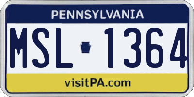 PA license plate MSL1364