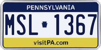 PA license plate MSL1367