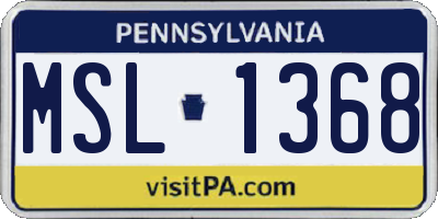 PA license plate MSL1368