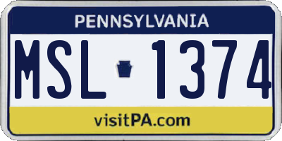 PA license plate MSL1374