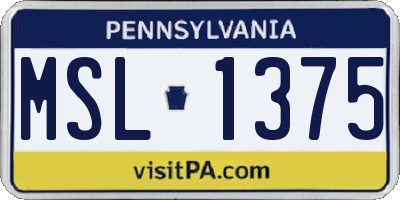PA license plate MSL1375