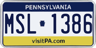 PA license plate MSL1386