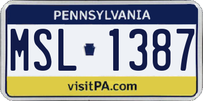 PA license plate MSL1387