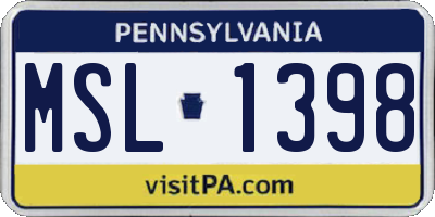 PA license plate MSL1398