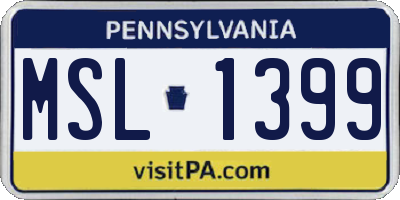 PA license plate MSL1399