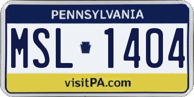PA license plate MSL1404