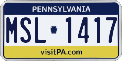 PA license plate MSL1417