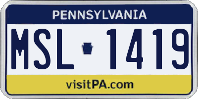 PA license plate MSL1419