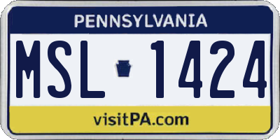PA license plate MSL1424