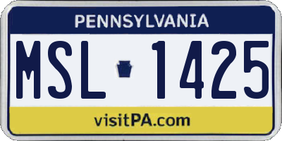 PA license plate MSL1425