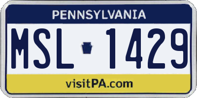 PA license plate MSL1429