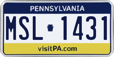 PA license plate MSL1431