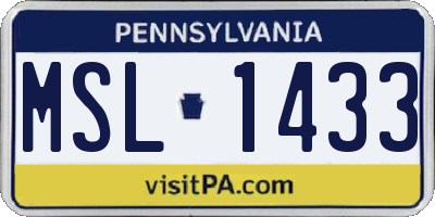 PA license plate MSL1433
