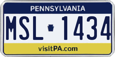 PA license plate MSL1434